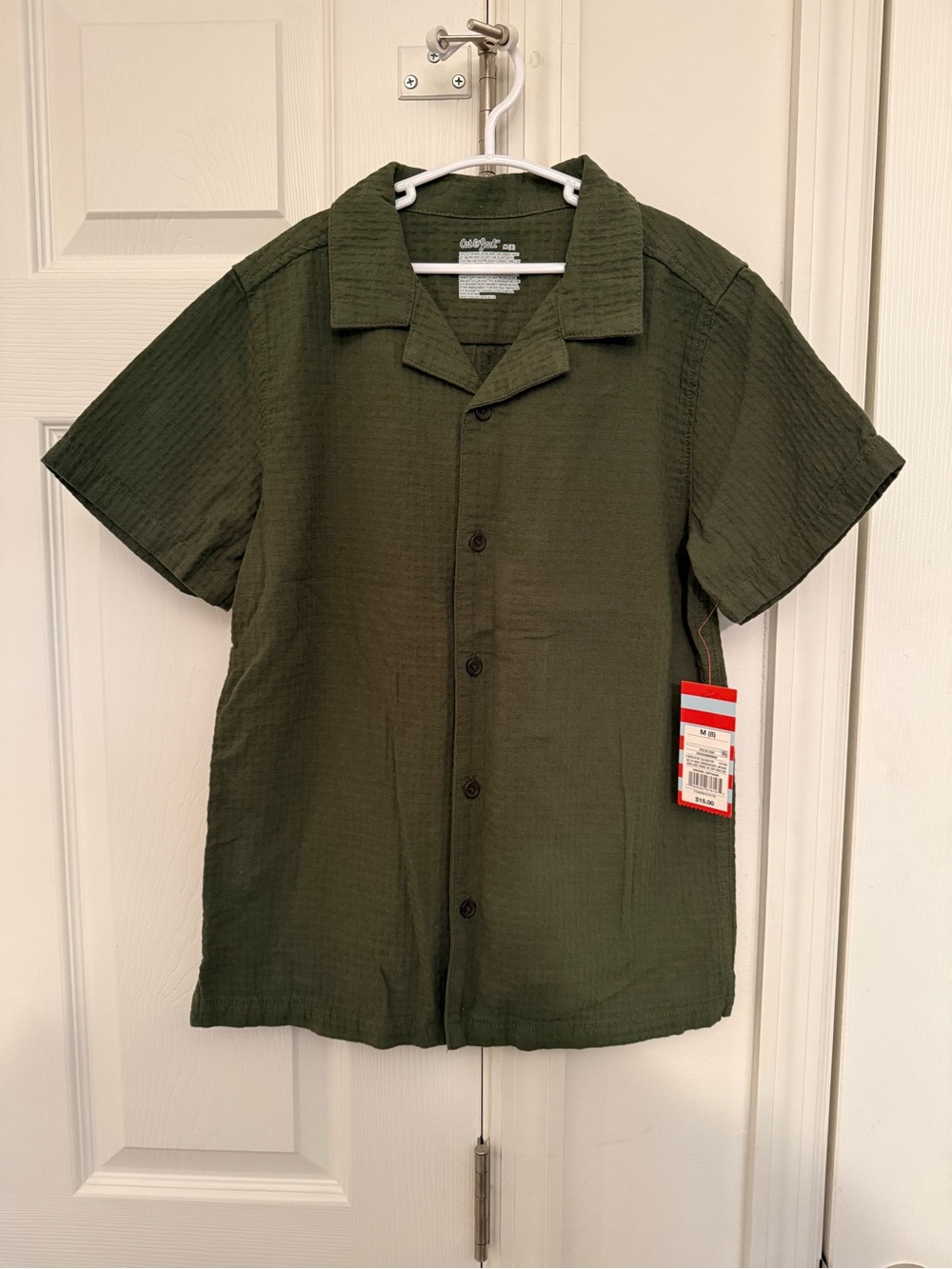 Cat & Jack Short-Sleeve Button-Down Shirt - Olive Green
